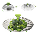 Multipurpose Kitchen Utensil Stainless Steel Expandable Steamer Basket Folding Steaming Rack